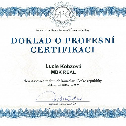 Doklad o profesní certifikaci ARK 2015 - 2020